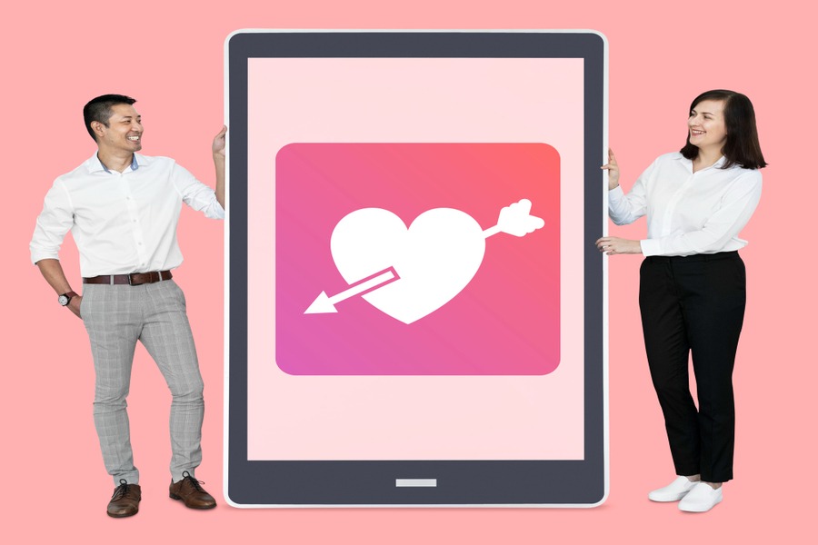 Couple matched through AI matchmaking sharing a happy moment.