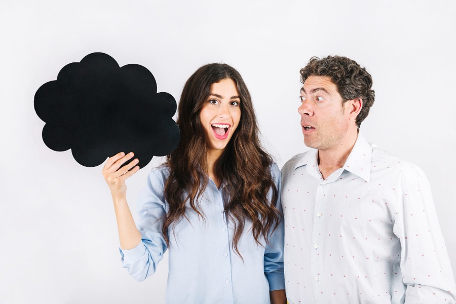 Couple playing Twenty Questions game